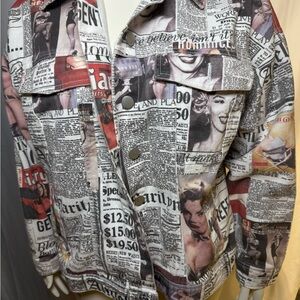 Forever 21 Plus Marilyn Monroe Newspaper Print Jacket- Size 1X
